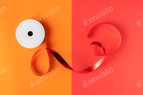 Preview: color ribbon roll on surface, holiday and weekend concepts