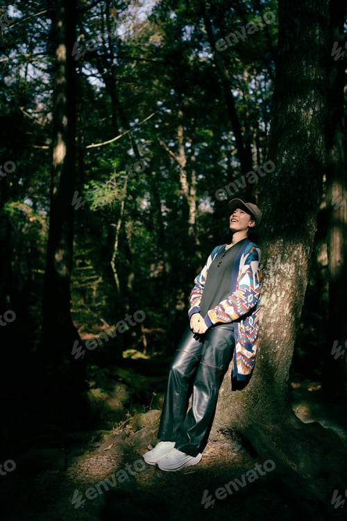 Preview: Asian woman person in nature forest portrait concept, attractive young female asian pretty girl