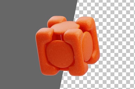 Visualização: Ícone 3D de esfera com pontas de laranja abstrata de resina plástica