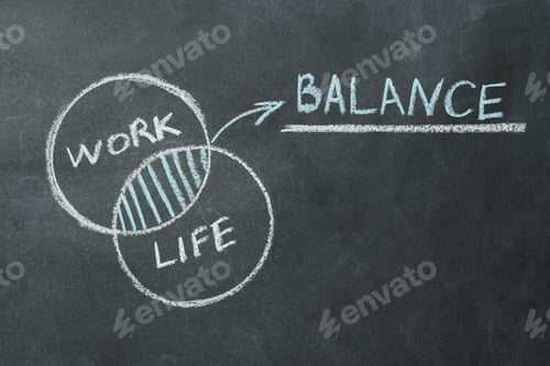 Preview: Work-life balance concept, drawing on a blackboard.
