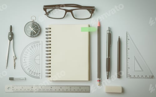 Preview: Top View Of Stationery And Blank Space For Education, Math, Office,Designing And Engineering