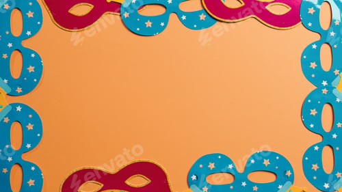 Preview: Mardi gras flat layer with color mask and orange background