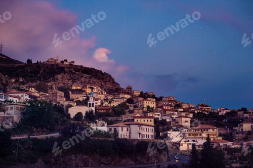 Preview: Dhermiu village in the south of Albania dusk view