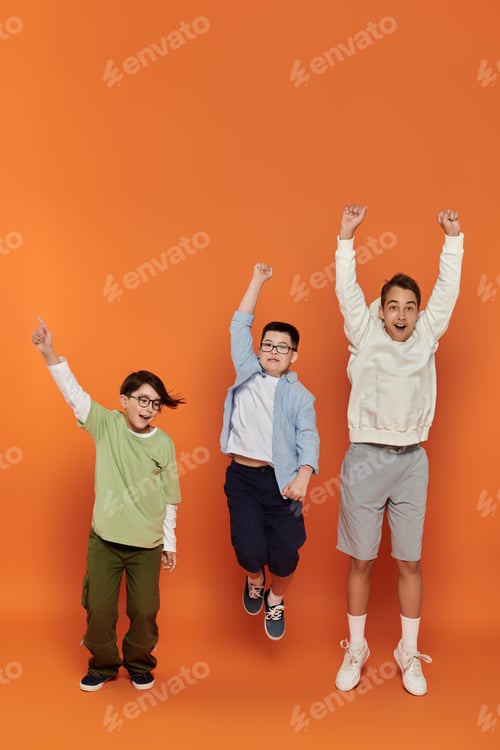 Preview: Joyful Jump: Three Boys Celebrating Friendship
