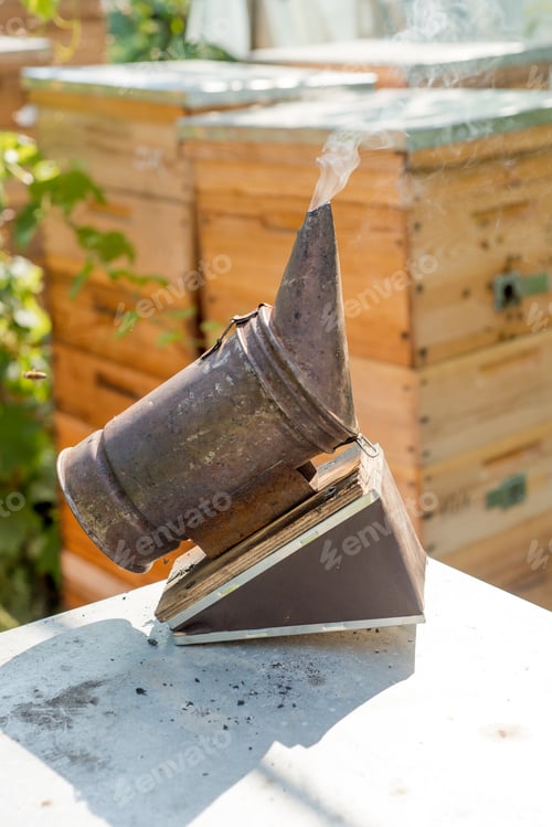 Preview: smoke tool in an apiary closeup