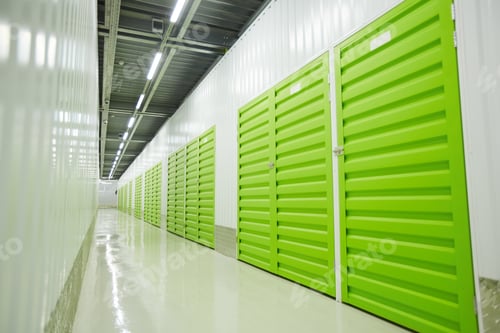Preview: Green boxes in warehouse