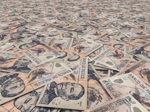 Preview: Texture background of Mexican pesos banknotes