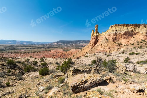 Preview: Chimney Rock and mesa, landmark in a protected canyon landscape
