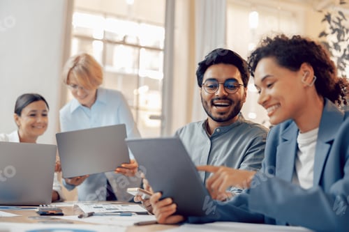 Preview: Successful team are working together in the modern office. Conception of business