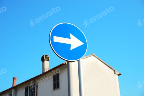 Preview: Road sign One Way Traffic outdoors on sunny day