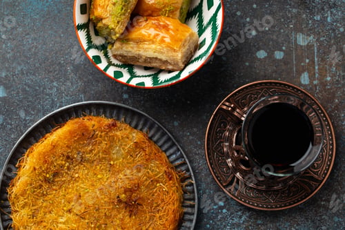 Preview: Künefe and baklava - traditional Turkish dessert pastry made of filo