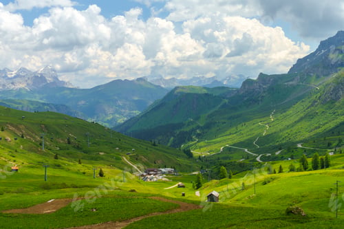 Preview: Mountain landscape along the road to Pordoi pass, Dolomites