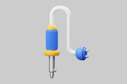 Preview: Blue and yellow tool with a ribbed handle and a pointed tip.