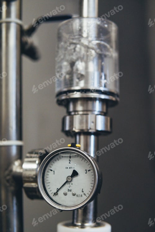 Preview: Closeup shot of beer brewery equipment