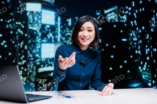 Preview: Newscaster addressing latest daily news