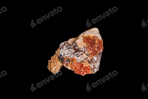 Preview: Macro mineral stone Vanadinite on a black background