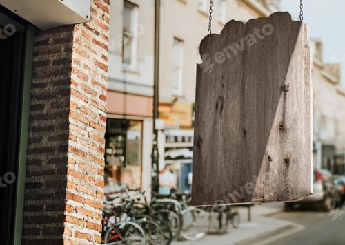 Preview: Wooden sign, realistic blank design for bars