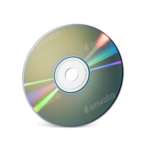 Preview: DVD-RW, CD-RW rewritable disk for music, video, movie or data storage isolated on white.