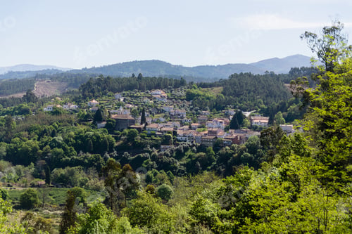 Preview: Village on a hill covered with green trees