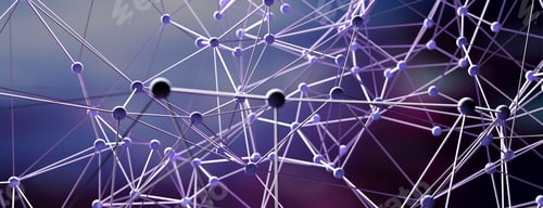 Preview: Molecular abstract network, dark background, 3d illustration