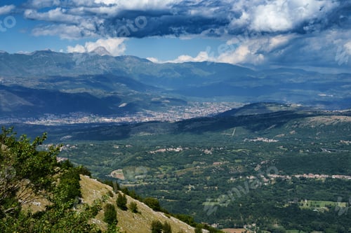 Preview: Summer landscape along the road Provinciale Amiternina, Abruzzo, Italy