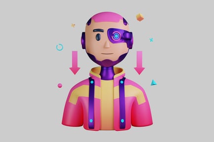 Preview: Cartoon character with a robotic head and torso.
