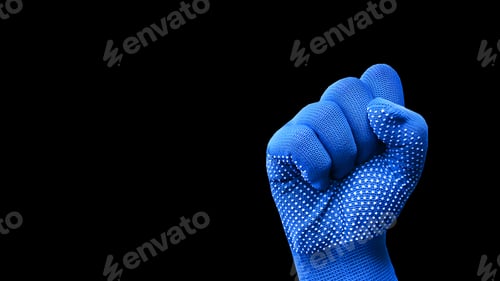 Preview: Blue Glove with Fist on Black Background