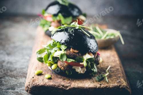 Preview: Veggie mushroom black burgers