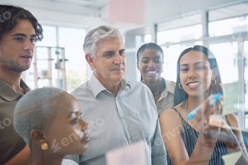 Preview: Teamwork solution, planning strategy ideas and employee collaboration in learning, meeting and visi