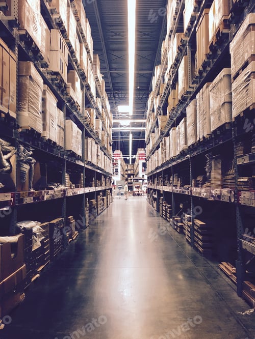 Preview: Looking down the aisle of a warehouse store