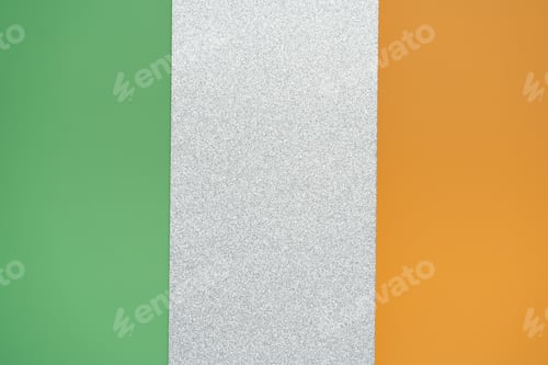 Preview: Irish flag made from color paper with glitter white
