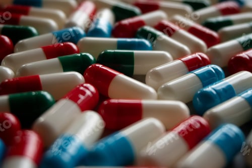 Vista previa: Selective focus image of colorful pills.