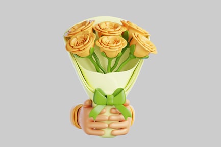 Visualização: Buquê de desenhos animados de rosas amarelas