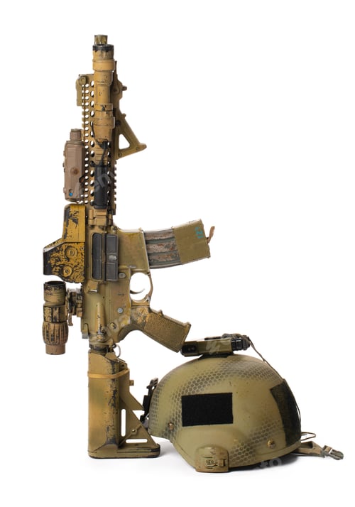 Preview: Military toy airsoft rifle isolated on white background