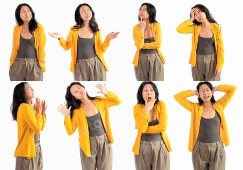 Preview: Woman Expressing Various Emotions in Multiple Poses