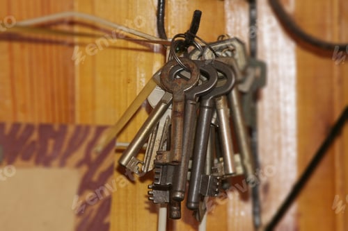 Preview: Bunch Of Keys Hanging From Pin