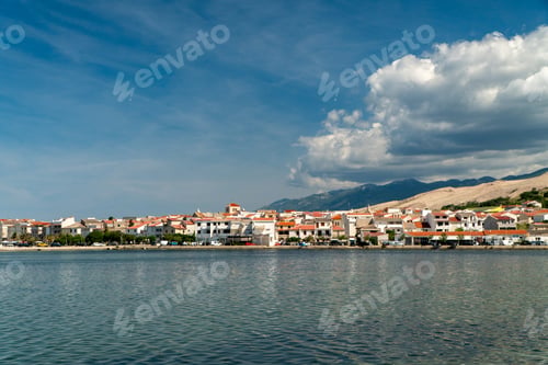Preview: View of Pag city and Adriatic sea.