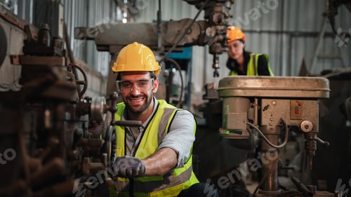 Preview: Engineer or foreman at industrial manufacturing factory check up machine or products in site.