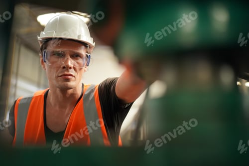 Preview: Maintenance Engineers is working in front of the automated CNC machinery repair on a maintenance che