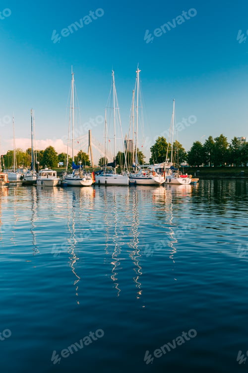 Preview: Many Yachts Moored At The City Pier Harbour And Quay In Summer S
