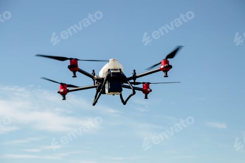 Preview: Agriculture drone fly to sprayed fertilizer on the fields. Industrial agriculture and smart farming