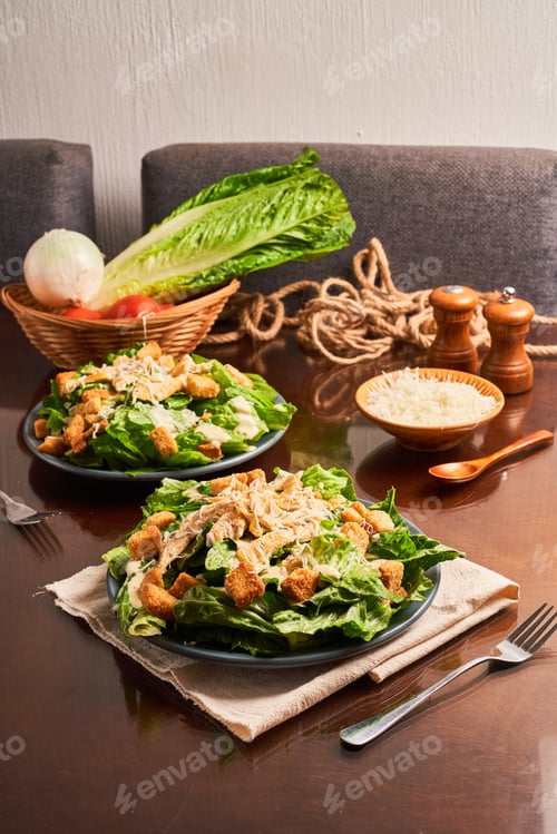 Preview: Healthy Homemade Caesar Salad with Romaine Lettuce and Dressing