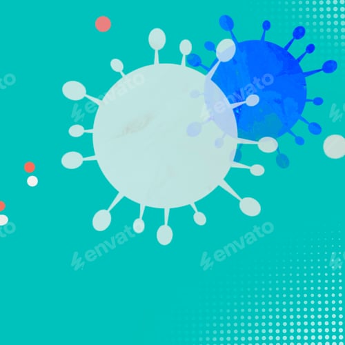Preview: Artistic Renderings of Viral Replication on Teal Background
