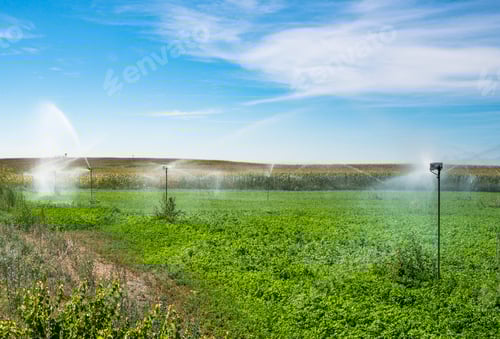 Preview: Watering sprinkler on the field