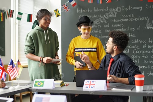 Preview: Girls Talking to Teacher in Class
