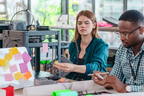 Preview: Diverse Startup Team Working on 3D Printing Project