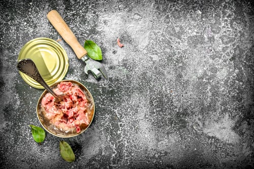 Preview: Canned meat in a tin can.