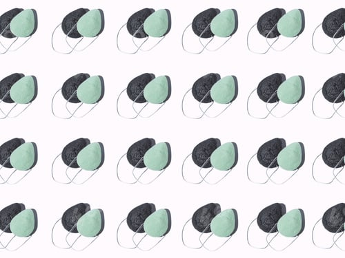 Preview: Konjac sponge zero waste beauty black and white color pattern on white