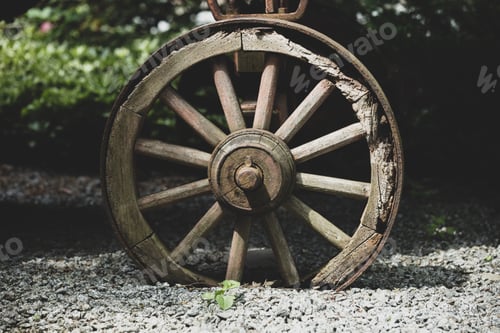 Preview: Wheel of old wooden combine harvester of XIX century