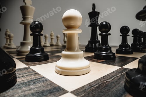 Preview: Macro photo of chess pieces on a chess board
